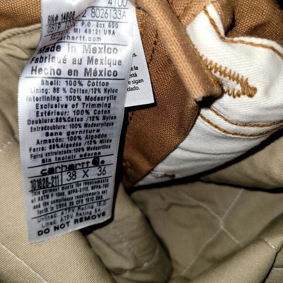 Carhartt FR Quilted Lined Double Knee Duck Overalls Size 38 x 36 - Picture 11 of 11